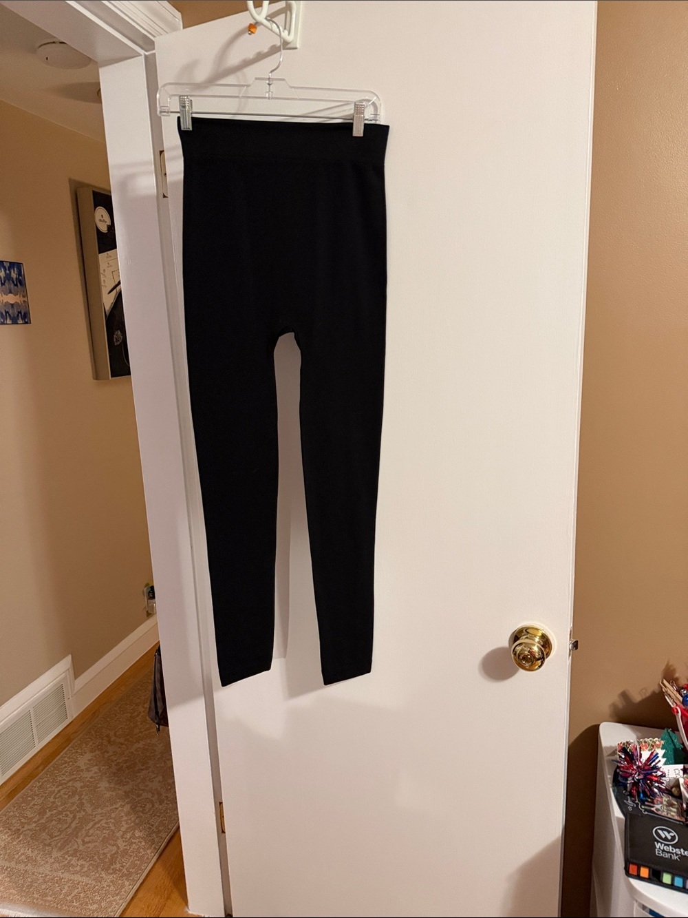 Womens Black Stretch Leggings large-xl would fit medium poly spandex never worn